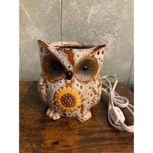 Ceramic Owl Wax Melt Warmer Sunflower Design ETL Listed Home Fragrance Accent
